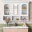 Armoire de salle de bain murale 47 "avec miroir, armoire avec 3 tablettes réglables et 3 compartiments ouverts pour la salle de bain, armoire de rangement au-dessus de la toilette avec portes en verre