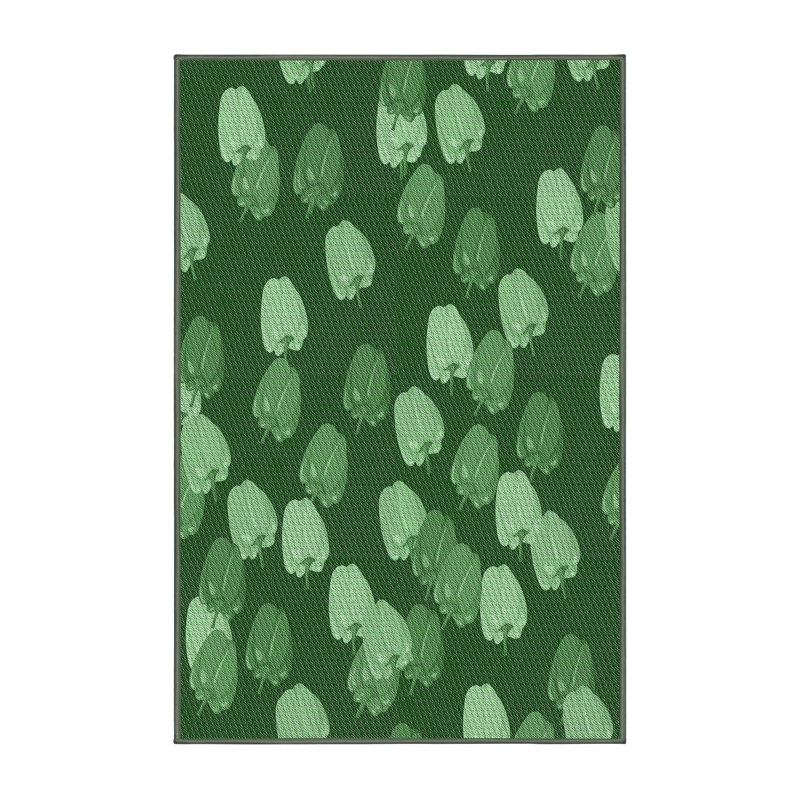 Tapis vert/bleu foncé à motifs, Rectangle 5 pi x 7 pi