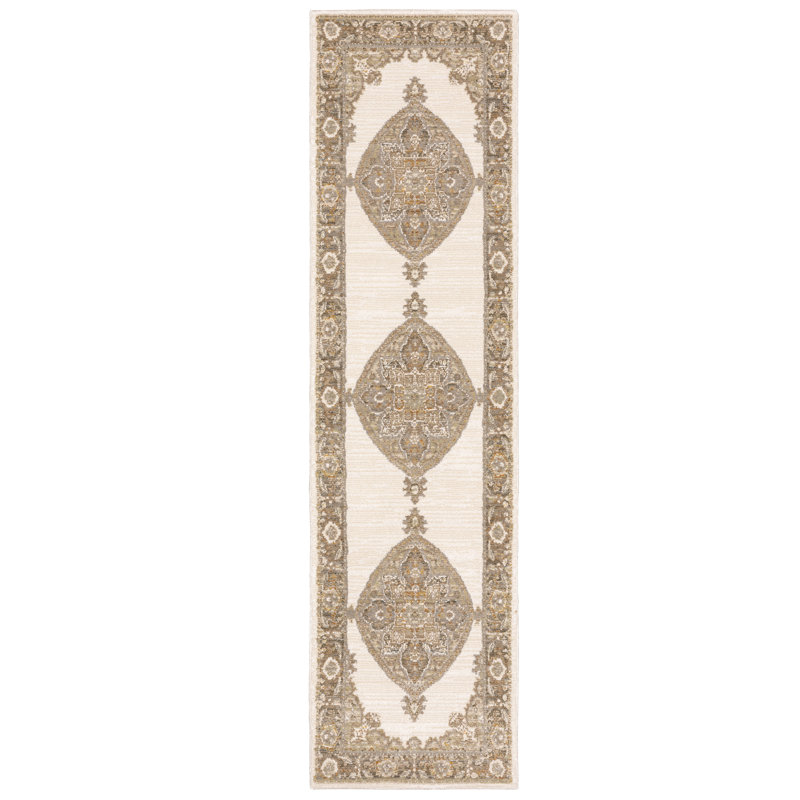 Tapis zone beige oriental Schuetz, Tapis de couloir 2 pi 3 po x 8 pi