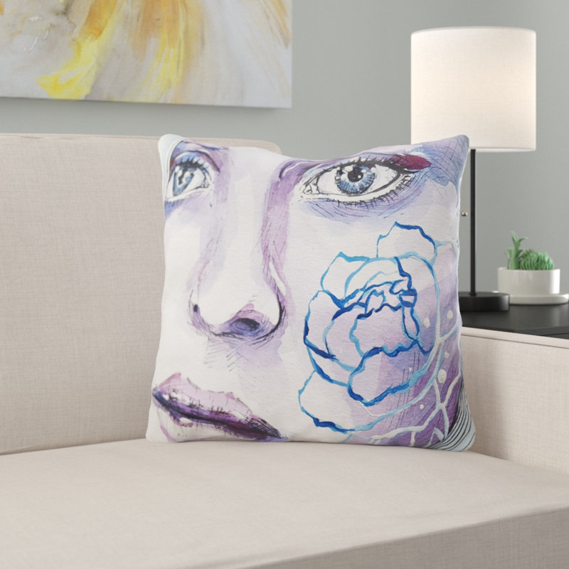 Floral Reversible Throw Pillow, Indoor, Microsuede