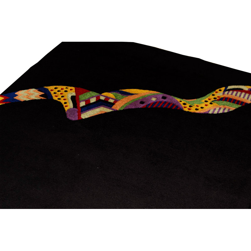 Tapis noir de haute qualité noué à la main