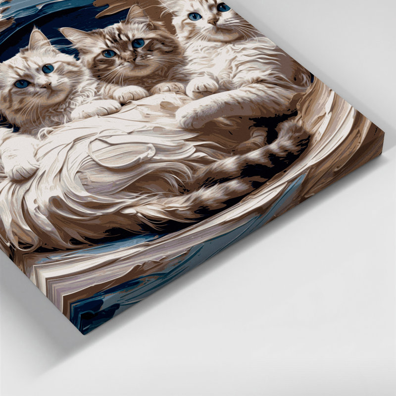 Cats Ragdoll, art mural sur toile grise, H 24 po x l 36 po