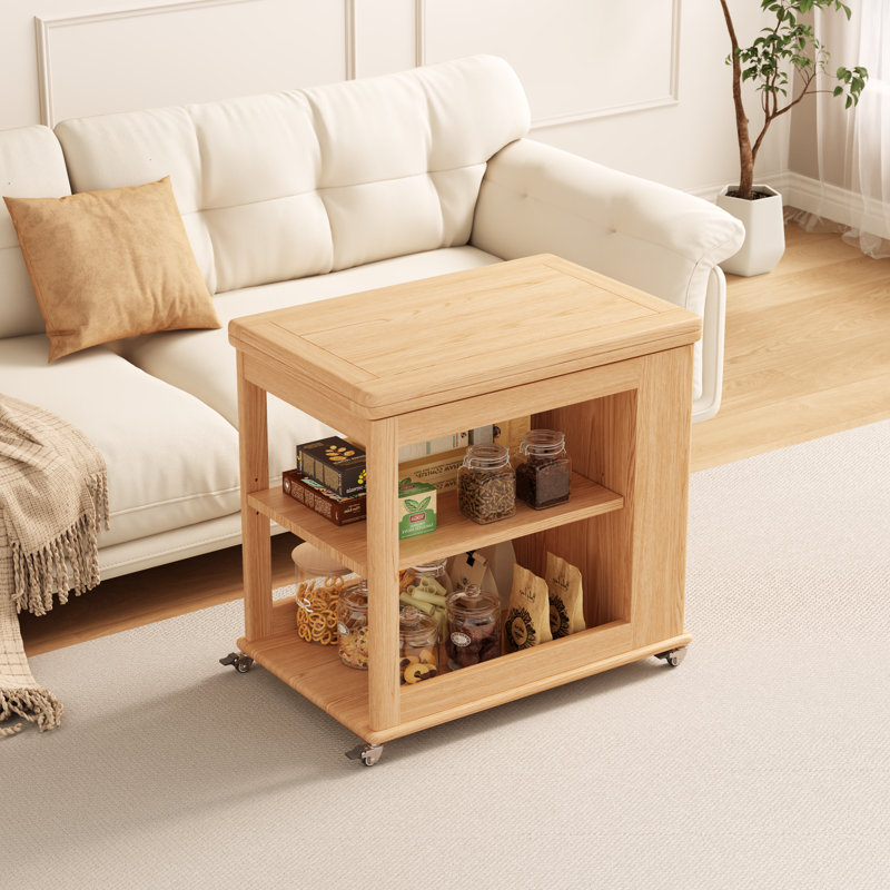 Table basse à roulettes extensible Soild, Tanné