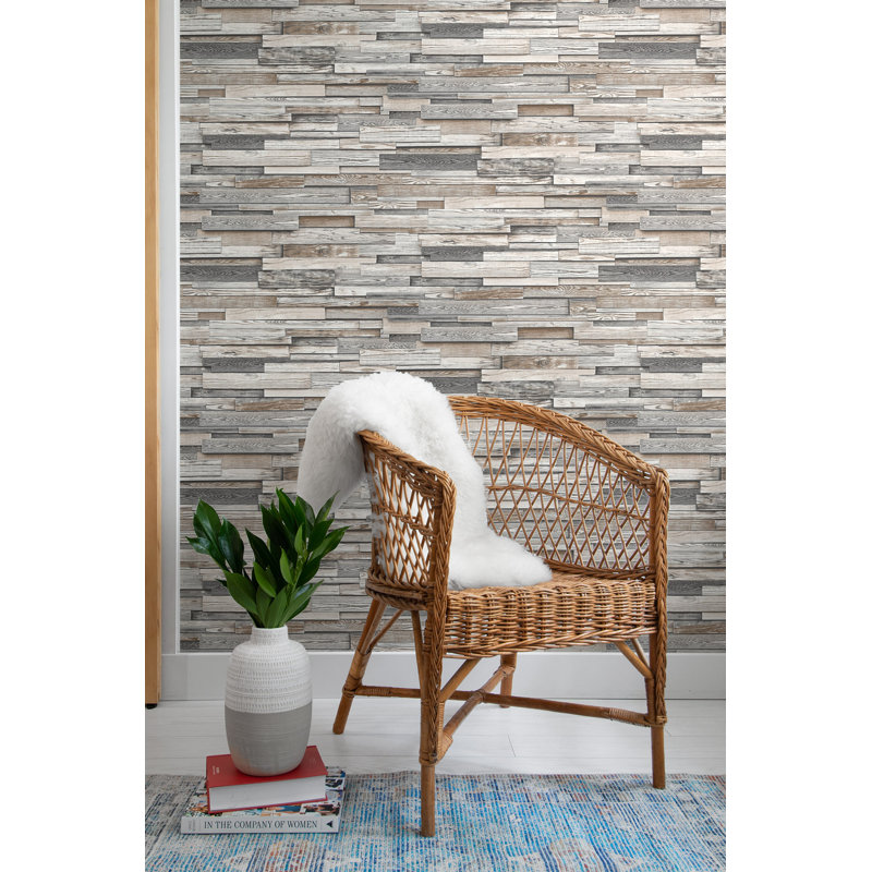 Rouleau de papier peint adhésif L 18 pi x l 20,5 po Florencia, Gris clair / Brun