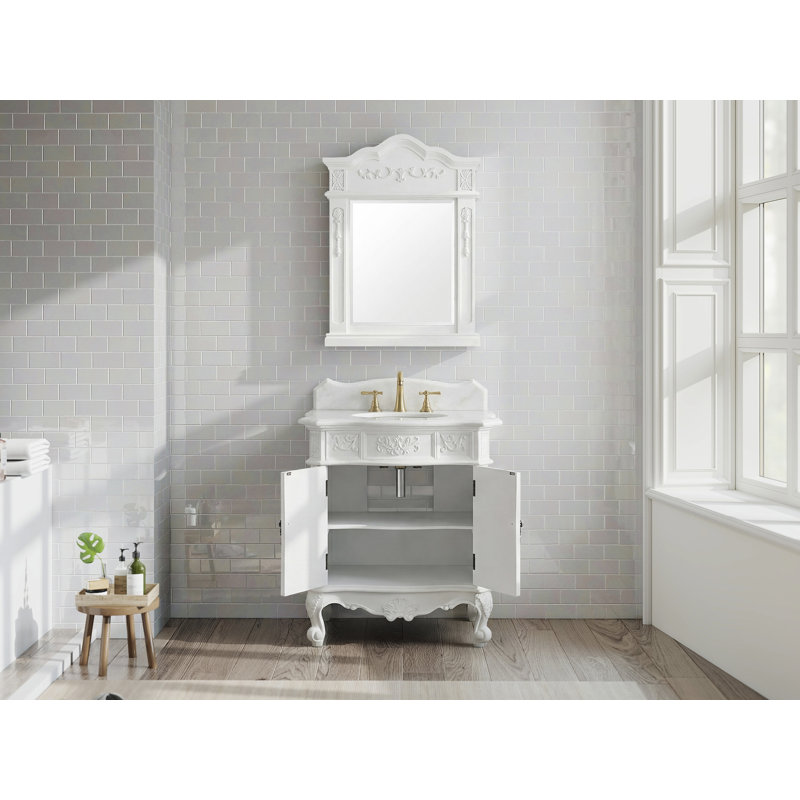 Meuble-lavabo de salle de bain antique 30 pouces Ellenton, Blanc antique