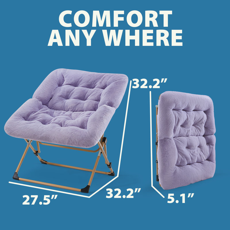 Reace Folding Papasan Accent Chair, Purple/Gold