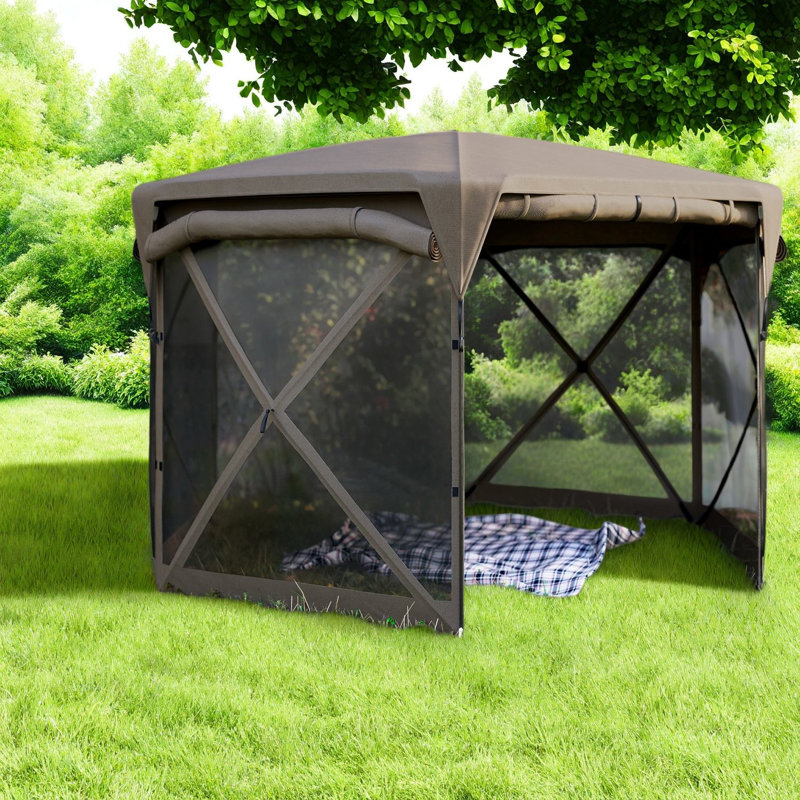 Pavillons de jardin portatifs, tente écran 11 x 11 pi, brun