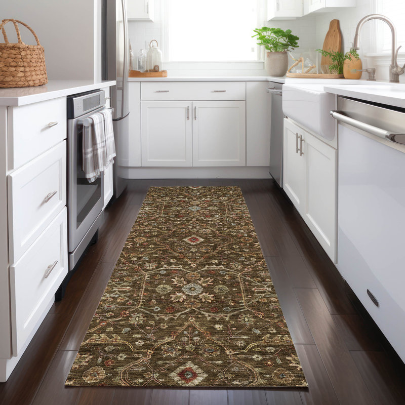Zara Brown Washable Indoor-Outdoor Rug - , 2'3" x 7'6"