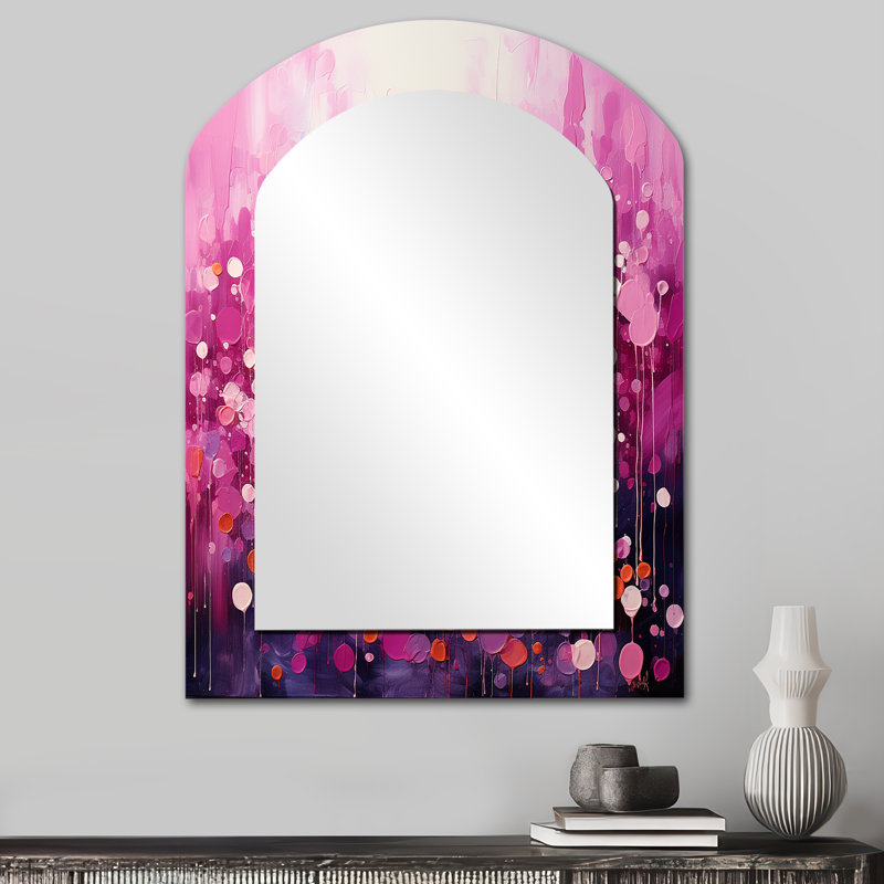 Magenta magique - miroir décoratif de forme unique de paysages, grand miroir mural moderne de forme libre, impression d'art en métal