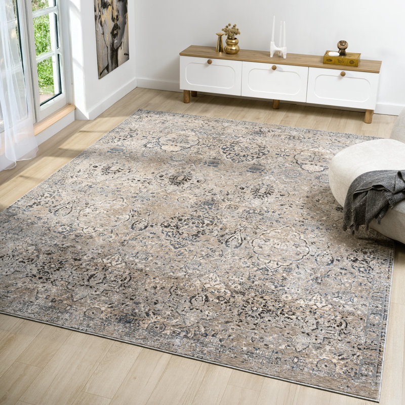 Leta Mocha Medallion Power-Loomed Area Rug, Rectangle 9'6" x 13'