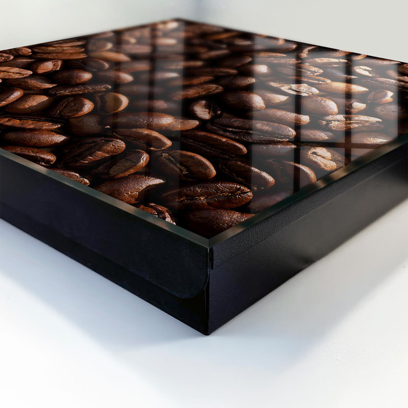 Key box for home, Opens to the right, 30x30x5, White, Roasted coffee beans natural texture, 