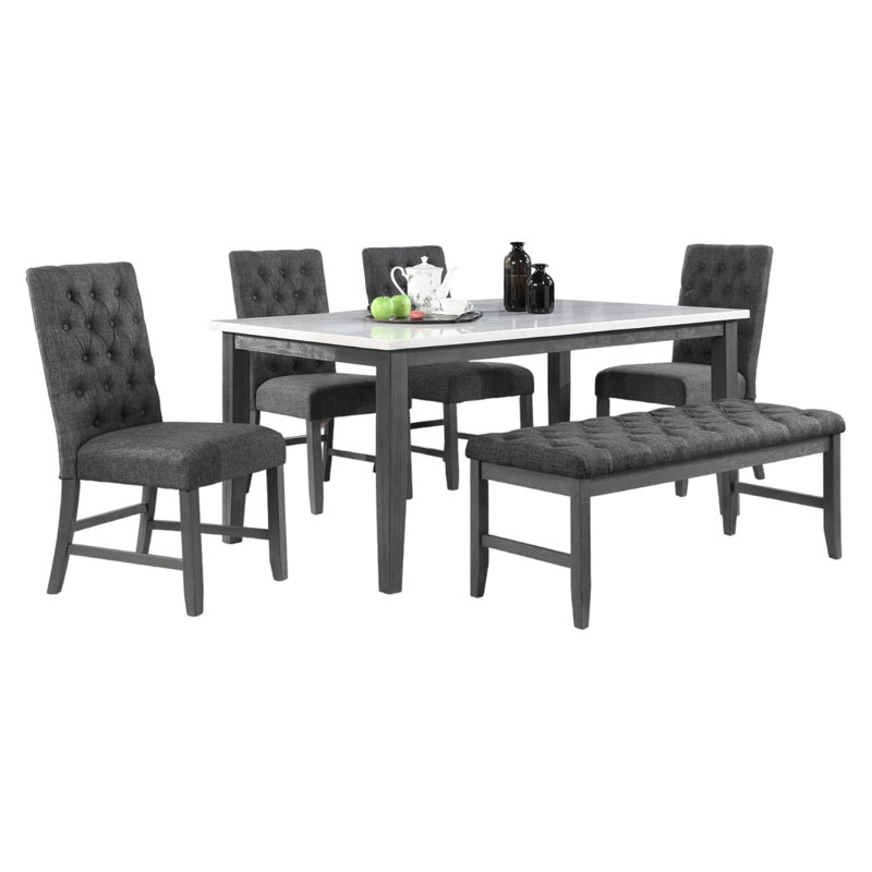 Modern Marble 6 - Person Four Leg Dining Set