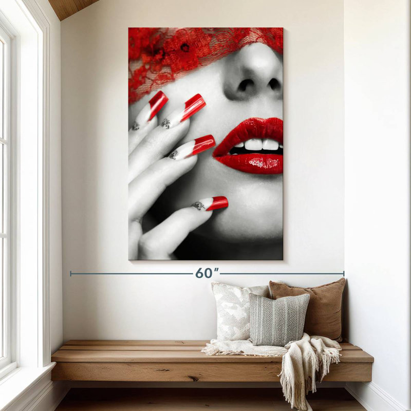 Shuttleworth Red Lips And Nails Pop, 51" H x 34" W