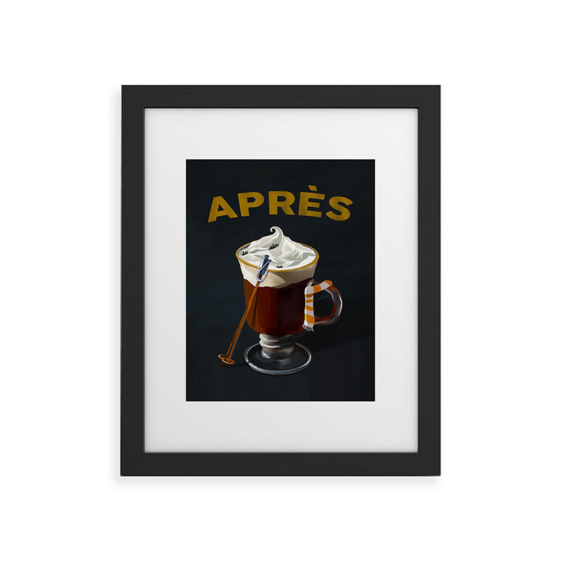 The Whiskey Ginger Apres Ski Hot Chocolate, reproduction d'art encadrée, H 10 po x l 8 po x P 1,5 po, Encadré bois noir