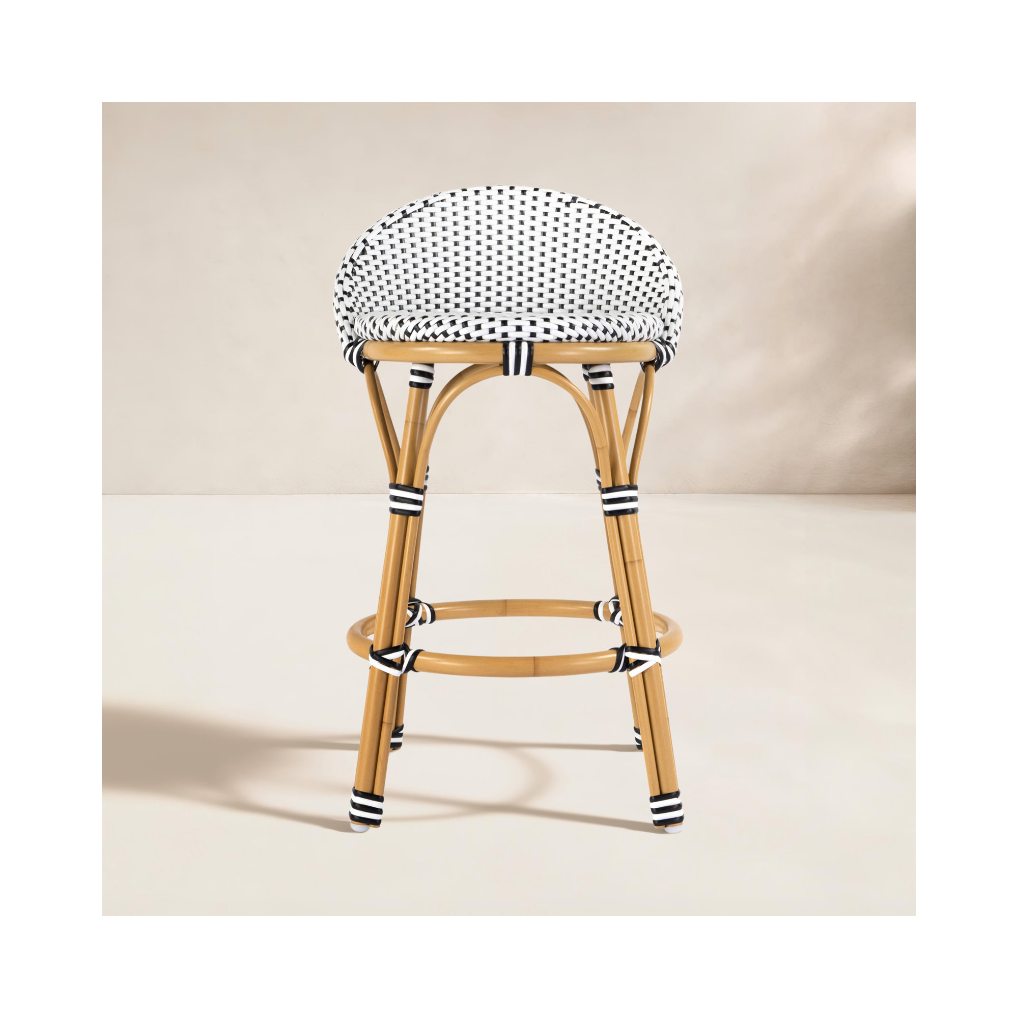 Ellie Woven Stool, Black/White