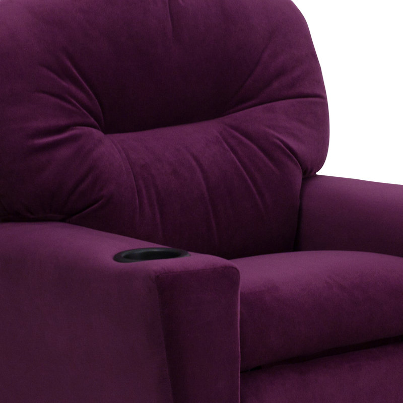 Contemporary Kids Recliner with Cup Holder, Microfiber - Purple