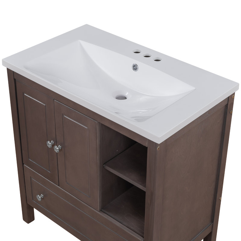 Red Barrel Studio® 30" Single Bathroom Vanity Top in Ceramic with Sink ...