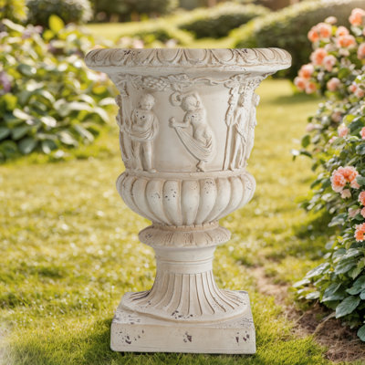 Urne de jardin Valencia MGO avec détails antiques et drainage pour l'élégance extérieure Valencia