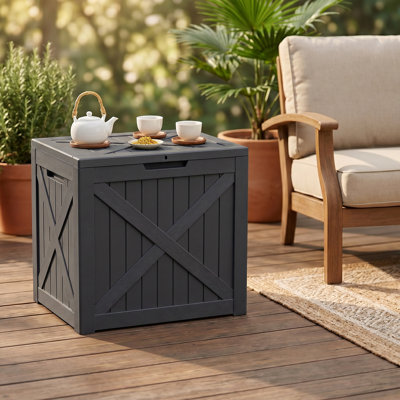 35 Gallon Water Resistant Lockable Resin Deck Box(Black)