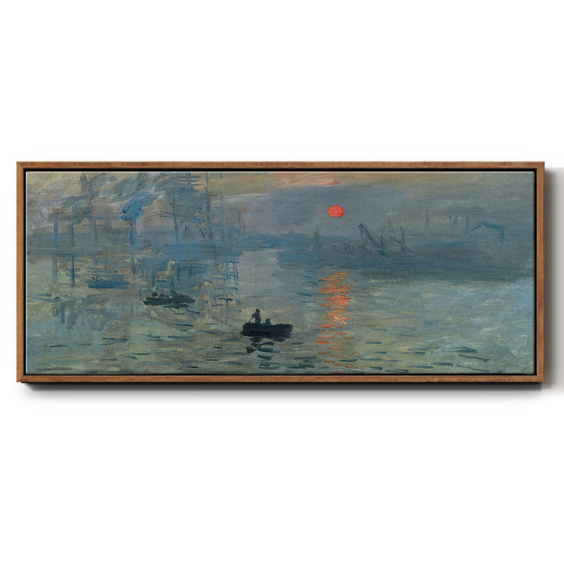 Lever de soleil, H 8 po x l 20 po x P 1,5 po, Toile encadrée noyer flottant