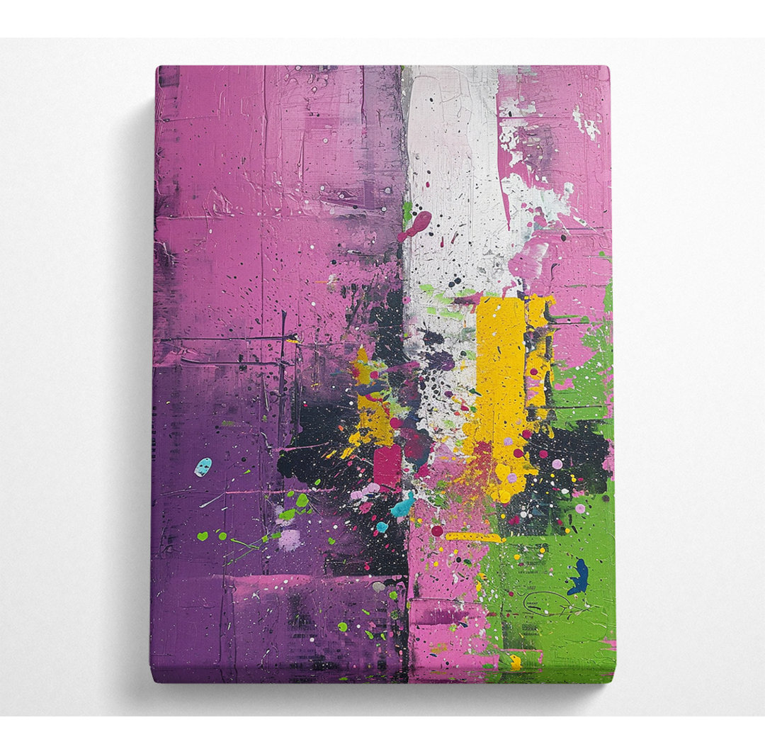 Lila Spritzer und Gelb - Kunstdrucke auf Leinwand - Wrapped Canvas