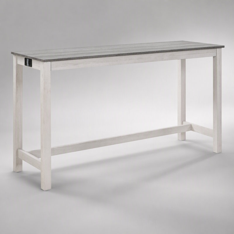 Ensemble de table de bar 4 pièces élégant et fonctionnel avec prises de courant, idéal pour les salons et les salles à manger, blanc et gris