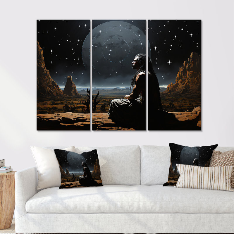 Ensemble de salon Native American Skywatchers Wisdom - Native American Wall Art, H 32 po x l 48 po