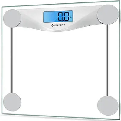 Pèse-personne numérique de salle de bain, capacité de 181 kg (400 lb), en verre trempé avec grand écran ACL pour utilisation à domicile