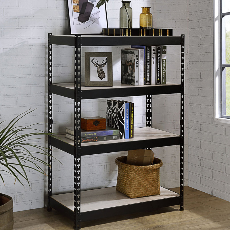 4 Tier Rectangular Bookcase With Adjustable Shelves