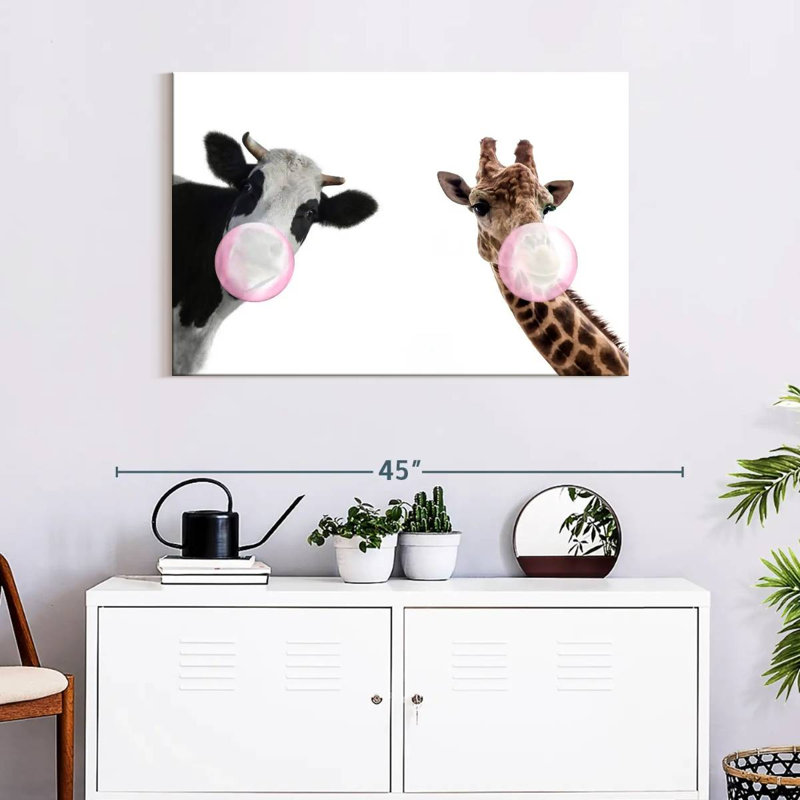 «Bubble Gum», animaux rigolos sur toile, H 36 po x l 24 po x P 1,25 po