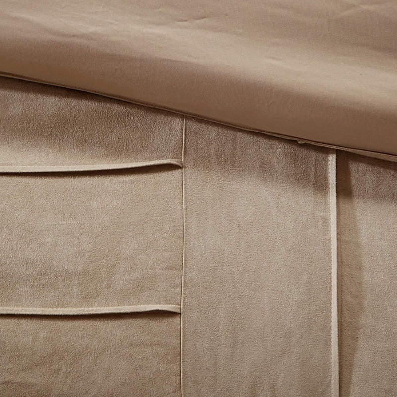 Ensemble d'édredon en faux suède 7 pièces, Beige, Édredon de très grande taille et 6 pièces suppl