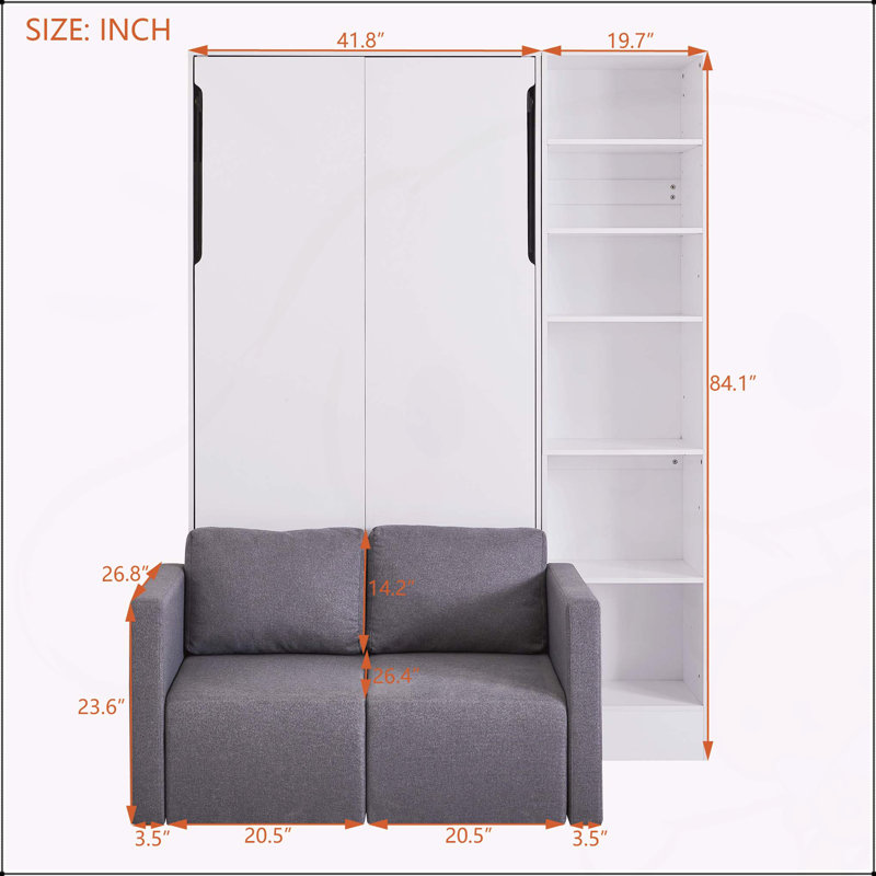 Murphy Bed Wall Bed with Sofa, Twin
