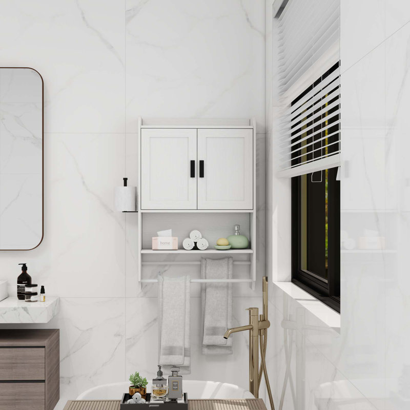 Bathroom Wall Cabinet With Doors, White