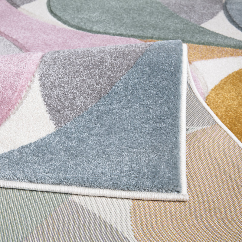 Kenzo Multi Abstract Geometric Modern Rug – Large Living Room Carpet | Bedroom & Hallway Runner | Soft, Stain Resistant, Non-Shedding Floor Mat