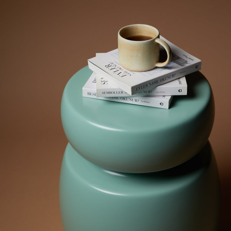 Ceramic Accent Stool, Mint
