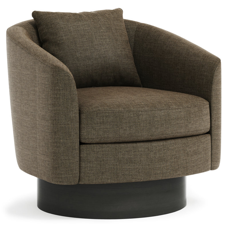 Camino Upholstered Swivel Barrel Chair, Brown Polyester Blend