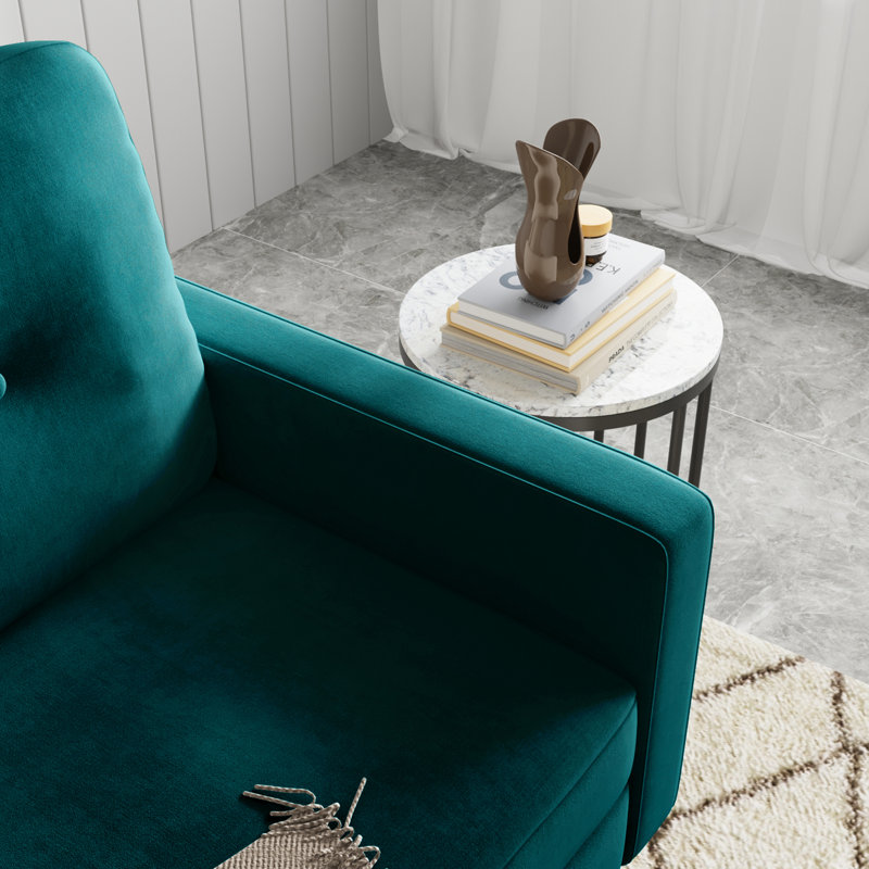 70'' Velvet Sofa, Teal Blue