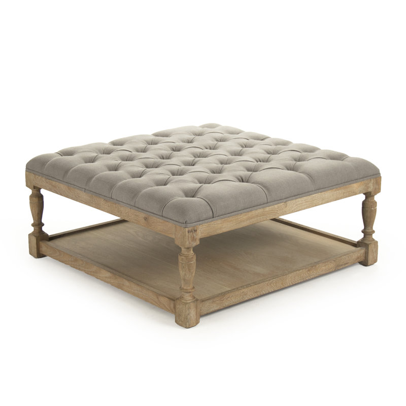 Piatt Square Ottoman, Oak, Alabaster