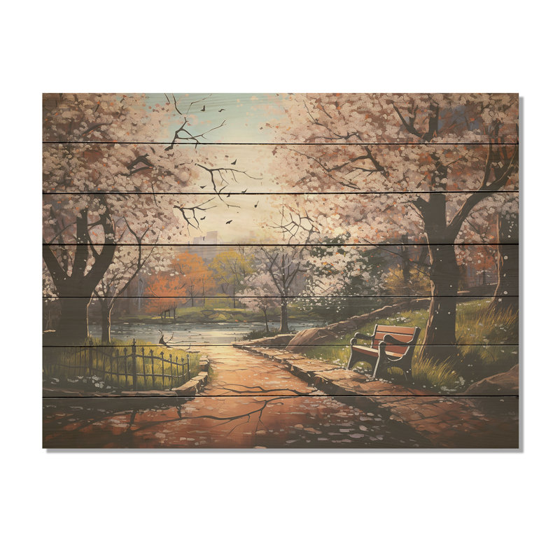«Pink Springtime Park Floral Canopy I», reproduction d'art sur toile, H 24 po x l 32 po