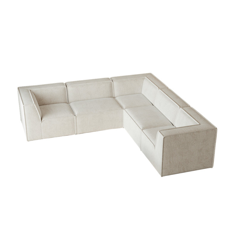 Canapé modulaire moderne en L modulaire, ensemble de canapé de plancher de luxe, Chenille beige