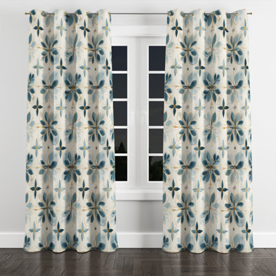 Maltese Mosaic - Damask Grommet Curtain - Velvet Room darkening - 1 panel
