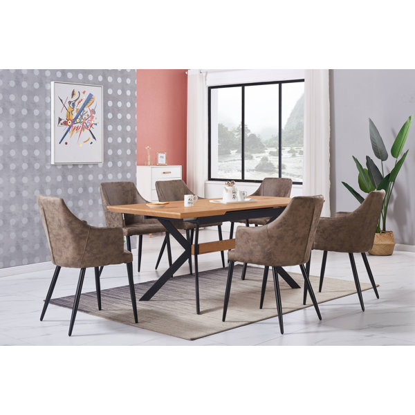 George Oliver Eatonton Dining Set | an Extendable Table & 4 Velvet ...