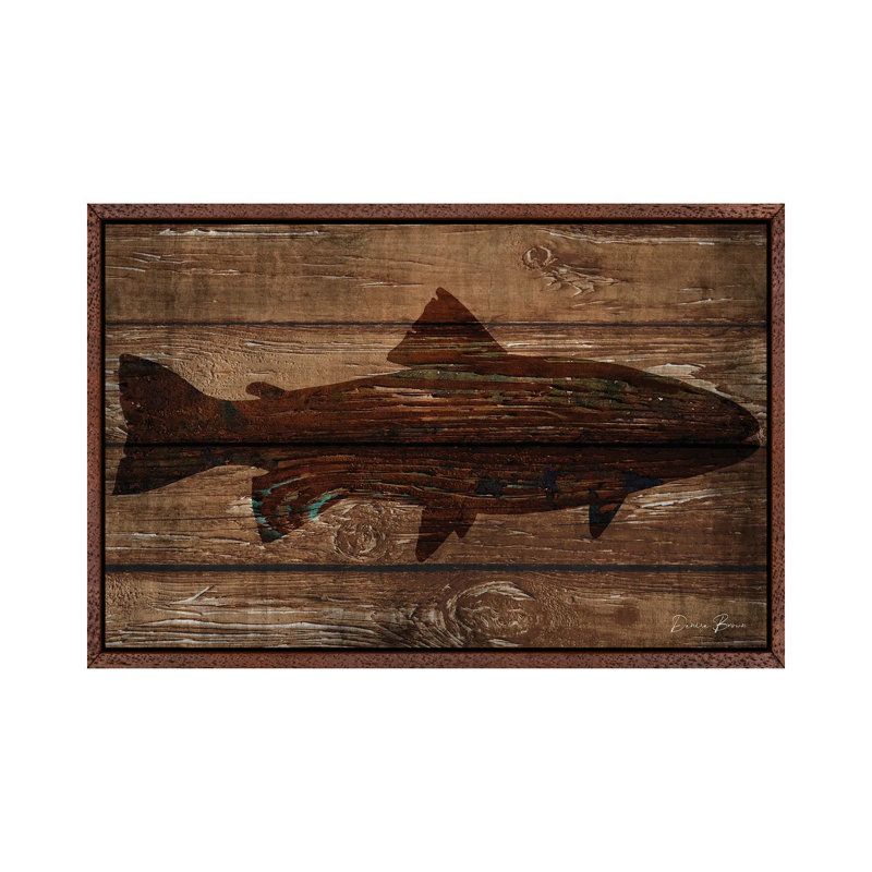 Fish Silhouette On Wood by Denise Brown - Gallery-Wrapped Canvas Giclée on Canvas, 101.6 cm H x 66.04 cm W