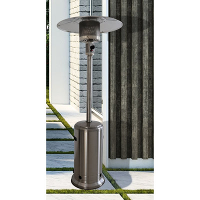 Chauffe-terrasse en acier inoxydable 46000 - gris, système de chauffage silencieux qui se déplace facilement grâce à sa conception roulante