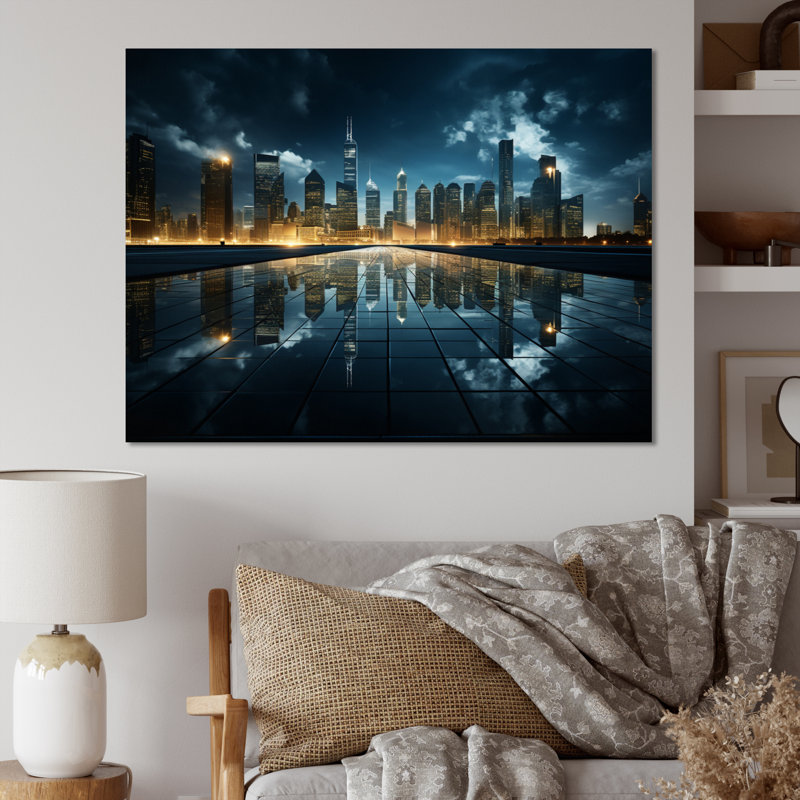 «Skyscrapers Majestic Heights I», reproduction sur toile, H 16 po x l 32 po x P 1 po, Toile tendue