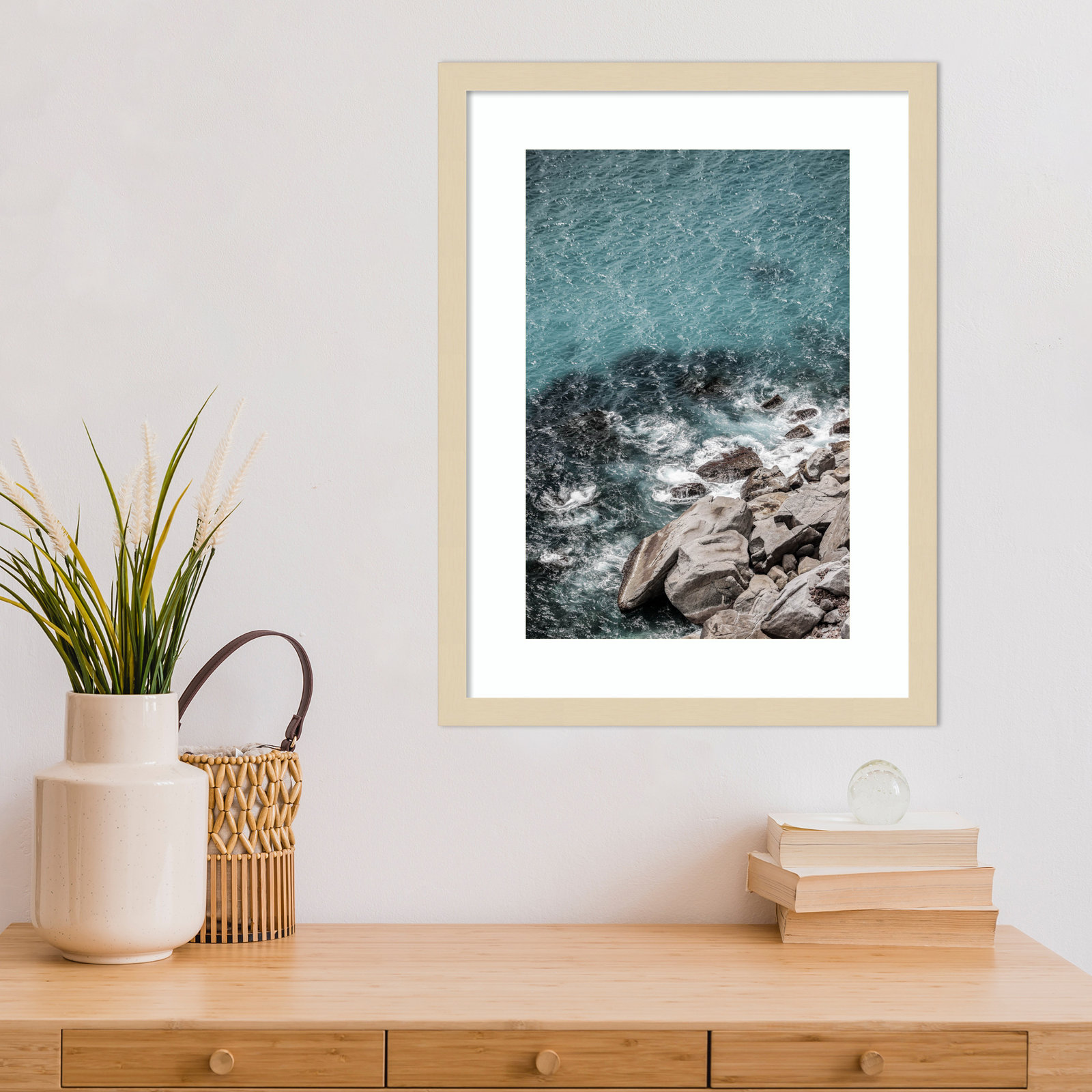 Pacetti "Aqua Sea Shores" Print, 21" H x 16" W, Brown