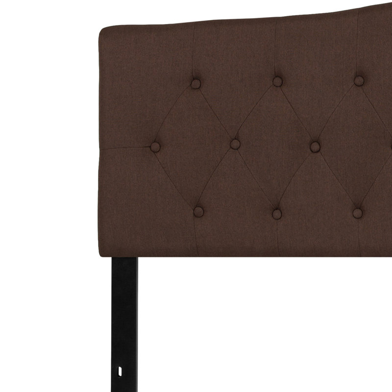 Tête de lit tapissier arquée capitonnée à boutons Ciriaca, Brun foncé, Très grand