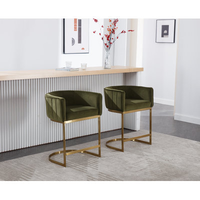 Naysharn Upholstered Counter Stool with Metal Frame