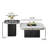 Nesting Tables Set of 2, Square Coffee Table with Black Wood Base, Stone Side Table