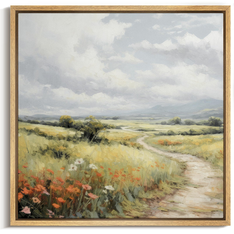 "Vintage Misty Path, paysage champêtre avec des illustrations florales de nature rustique, campagne française", Naturel